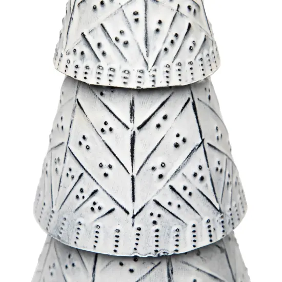 Northlight Winter Wonderland Metal Cone Christmas Tree Decoration - 13" White {6}