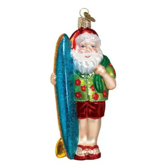 Old World Christmas 5.25 In Surfer Santa Christmas Tree Ornament , Ornament Beach Ocean Multicolored {1}