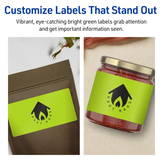 Avery Bright Green Paper Labels, 3" x 5" Rectangle {3}