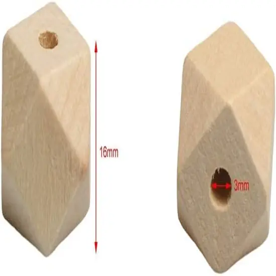 Geometric Wooden Beads, 16mm Smooth Loose Beads Unfinished Spacer Beading Supplies for Handmade Crafts, 50pcs (3mm Hole) {2}