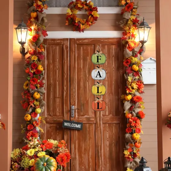 Fall Pumpkin Door Sign Rustic Wall Decor {3}