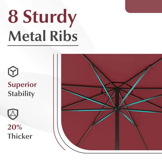 Costway 12 FT Patio Umbrella Outdoor Market Umbrella with Crank Handle 8 Sturdy Ribs Coffee/Beige/Red/Navy/Gray {6}