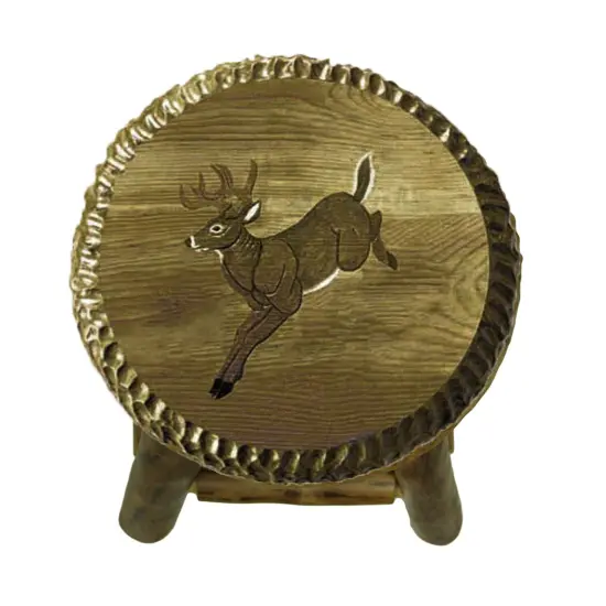 Rustic Handcrafted Wooden Carved Deer Bar Stool 24 in. {1}