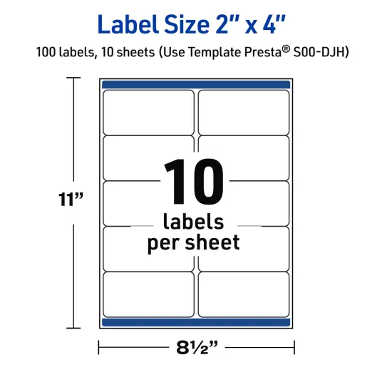 Avery Printable Rectangle Labels, Gold Beads, 2" x 4", Matte White Rectangle Labels, Permanent, Laser/Inkjet, 100ct, Great for Product Labels {5}