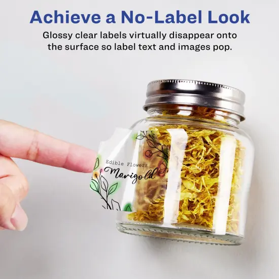 Avery Glossy Clear Square Scalloped Labels with Sure Feed, 1-5/8" x 1-5/8" {2}