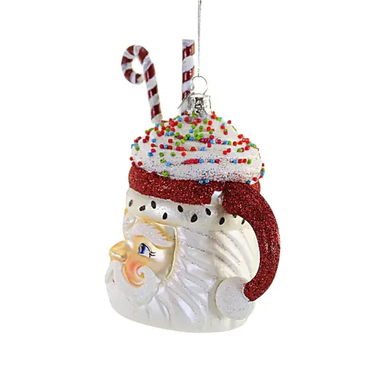 Noble Gems 5.0 Inch Santa Cocoa Mug Tree Ornament , Christmas Ornament Peppermint Multicolored {3}