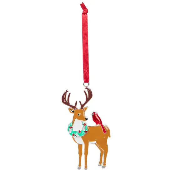 Northlight Reindeer with Cardinal and Wreath Christmas Ornament - 4" Brown {3}