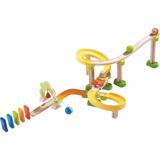 HABA Marble Run Building Set - Kullerbu Sim-Sala-Kling with Musical Effects and Domino Blocks, Ball Run Track Toy for Toddlers 2 and Up Multicolor {1}