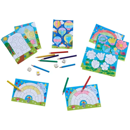 HABA Color It! Roll & Write Coloring Sheets Kids Board Game and Family Game for 4 Year Olds & Up, with 2 Variants for Creative and Colorful Play Multicolor {3}