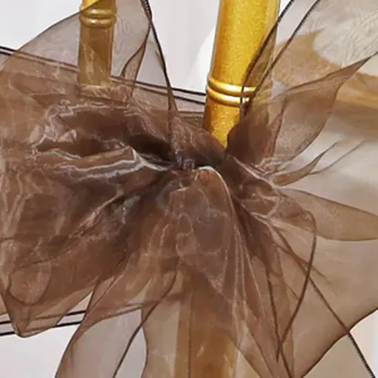 10 Pieces Chocolate Organza Chair Sashes 8"x108" Sheer Brown Chair Decor for Weddings & Events {3}