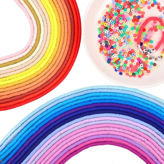 18500 Pcs 48 Strands Clay Beads Polymer Heishi Flat Round Disc and Alphabet Letter Beads for Bracelet Jewelry Making DIY Necklace Earrings, 48 Colors 6mm {2}