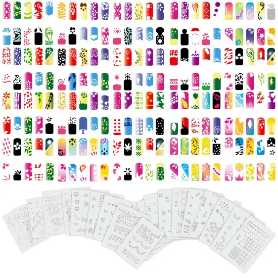 Airbrush Nail Stencils - Nail Art Stencils Series #11: 260 Unique Designs from 20 Individual Templates {1}