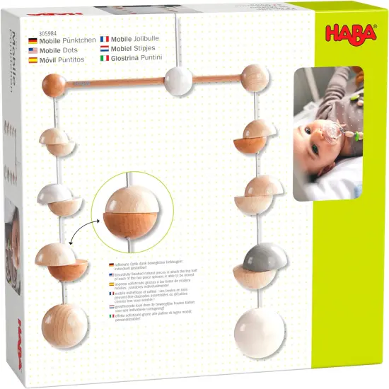 HABA Baby Mobile Dots - Natural Wooden Nursery Ceiling Decoration (Made in Germany) Multicolor {6}