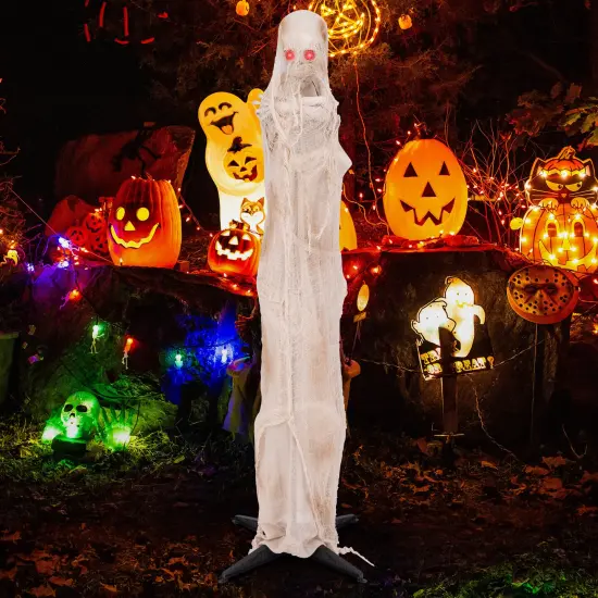 6FT Halloween Animated Standing Mummy with LED Red Glowing Eyes {1}
