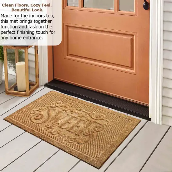 Gardenised Heavy Duty Coco Coir Doormat Non Slip PVC Baking Embossed Welcome Design Natural Coconut Fiber Floor Mat for Front Door Porch Patio Entryway Garage Mudroom & Outdoor Use 18x30" Sweet Home {4}