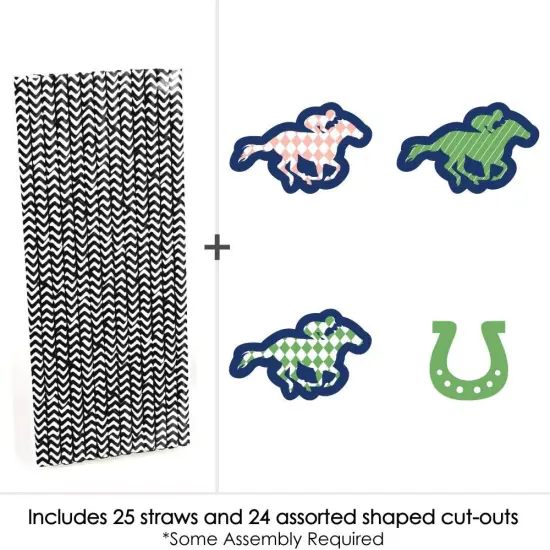Big Dot of Happiness Kentucky Horse Derby - Paper Decor - Race Party Striped Decorative Straws - Set of 24 {2}