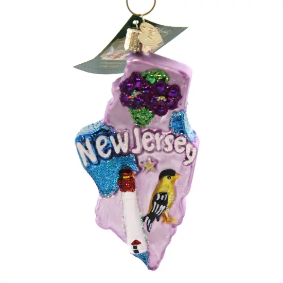 Old World Christmas 4.5 Inch State Of New Jersey Tree Ornament , Garden State Purple {1}
