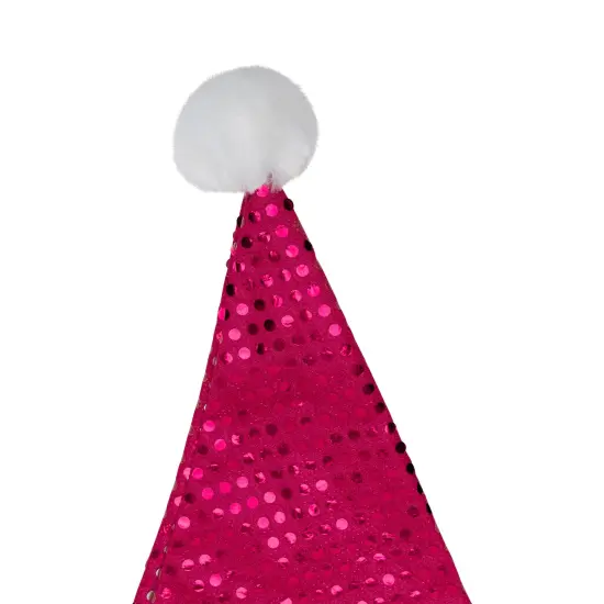 Northlight Unisex Adult Sequined Christmas Santa Hat with Faux Fur Cuff- One Size - Pink and White {7}