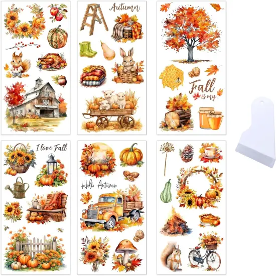 6 Sheets Fall Rub on Transfers for Craft {1}