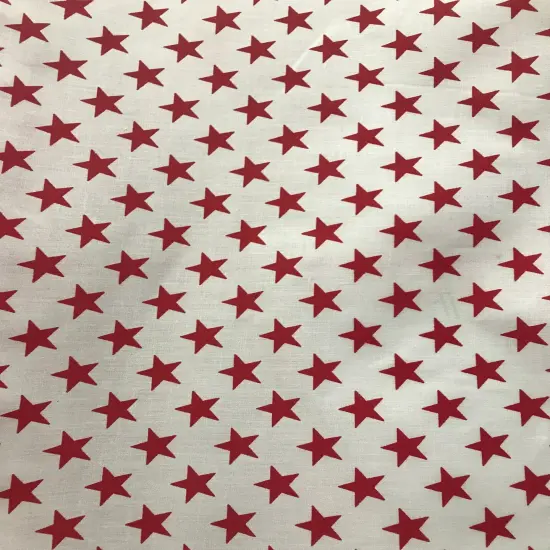 1 Yard Red Stars on White Poly Cotton Fabric 59/60 Inch Width {1}