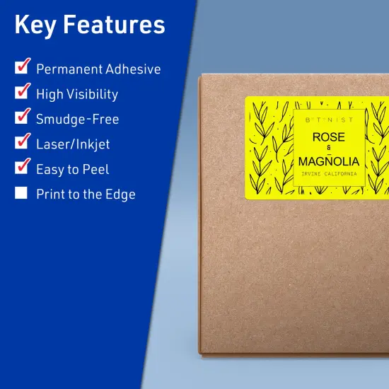 Avery Neon Yellow Paper Labels, 5" x 8-1/8" Rectangle {2}