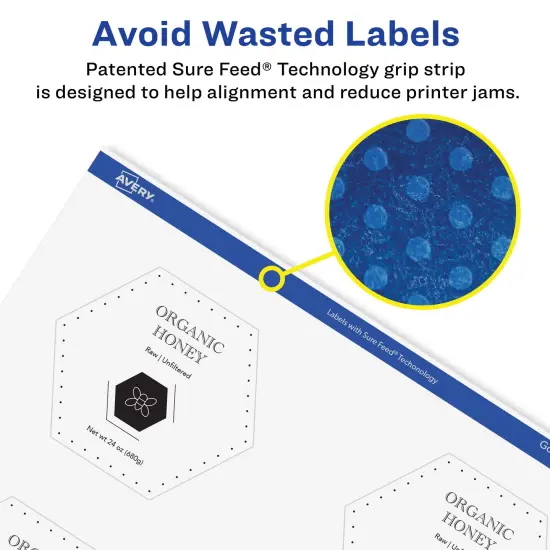 Avery Glossy Clear Hexagon Labels with Sure Feed, 2-1/2" x 2-57/64" {4}