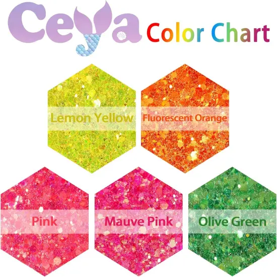 4.9oz/ 140g Fluorescent Orange Neon Glitter Powder Mixed Fine Opal Flakes Nail Sequins for Craft Resin {4}