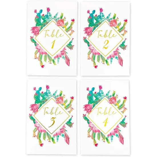 Succulent Wedding Table Numbers, 1-25, Centerpiece Decorations (4 x 6 in, 25 Pack) White {6}
