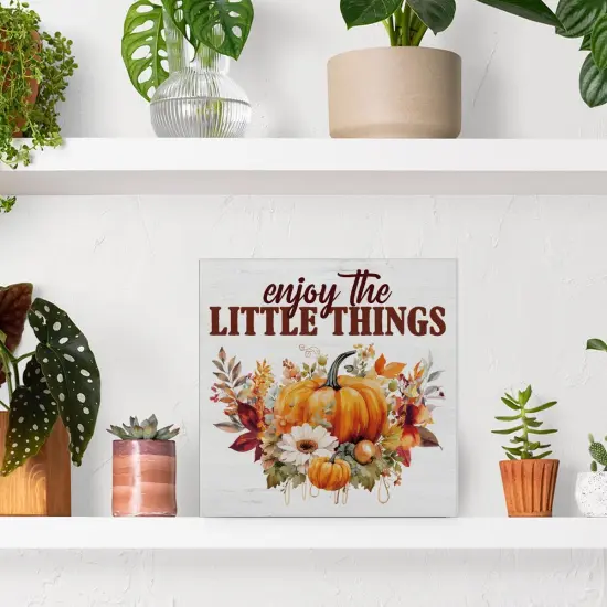 Pumpkin Wood Plaque Block Sign Fall Decor {4}