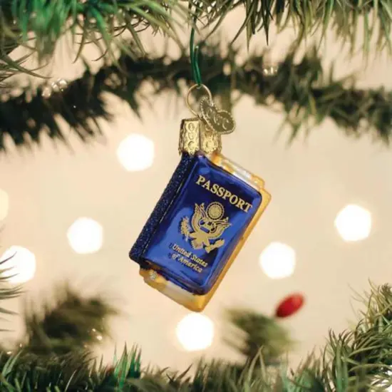 Old World Christmas 2.5 Inch Mini Passport Christmas Tree Ornament , Ornament Travel Vacation Blue {3}