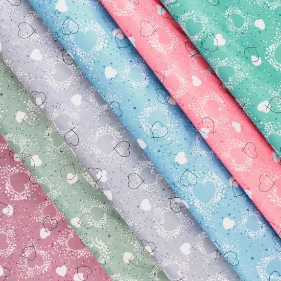 Mook Fabrics Hearts Adored Printed PUL Fabric [60 in. Wide] - By The Yard Blue {4}