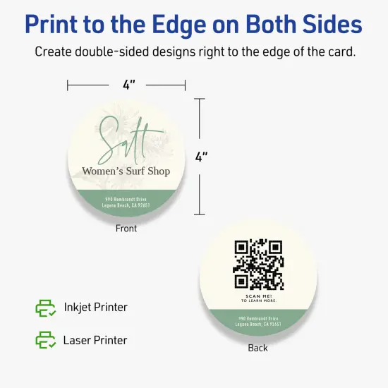 Avery Matte Ivory Round Cards, 4" Diameter Round {6}