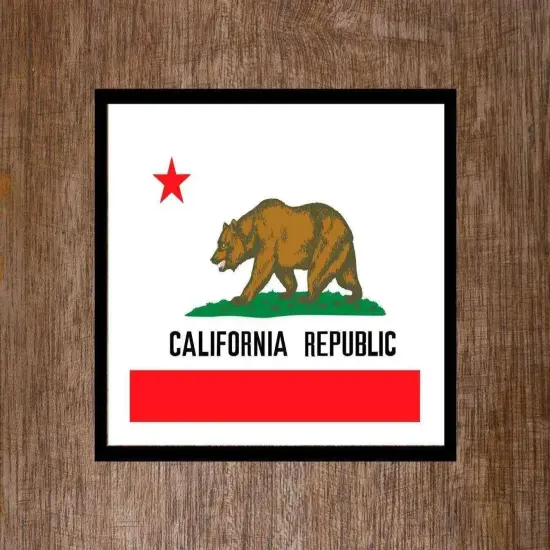 Framed California State Flag Art Print - Rustic Home Decor {3}