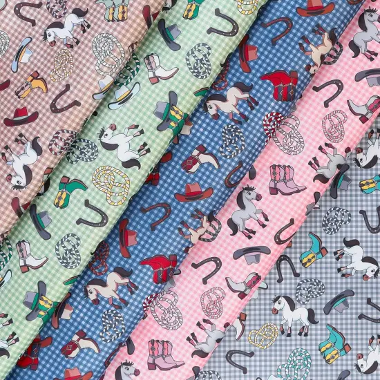 Mook Fabrics Littlest Rodeo Printed PUL Fabric [60 in. Wide] - By The Yard Grey {4}