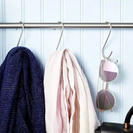 Metal S Shaped Hooks, Stainless Steel Hangers Bulk Set (3.9 in, 50 Pack) Silver {3}