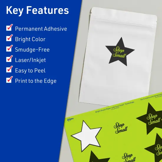 Avery Bright Green Paper Labels, 2-1/4" x 2-3/8" Star {2}