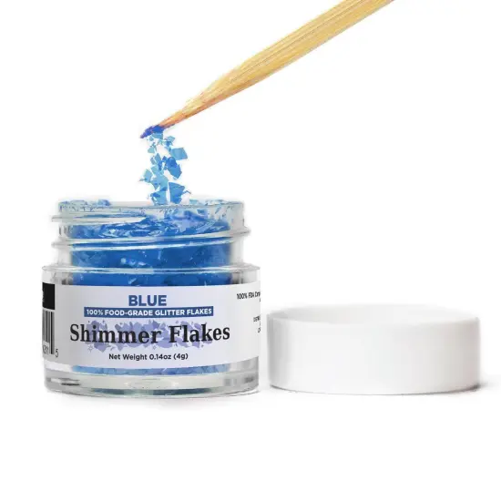 Blue Edible Shimmer Flakes 4 Gram Jar {1}