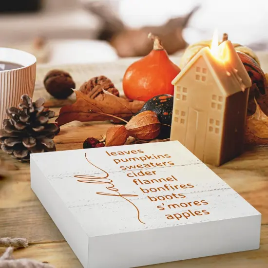 Fall Wooden Box Sign Tabletop Decor {3}