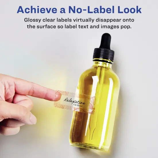 Avery Glossy Clear Rectangle Labels with Sure Feed, 15/16" x 3-7/16" {2}