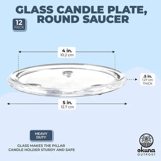 Glass Pillar Candle Holder Plates (5 Inches, 12 Pack) Clear {2}