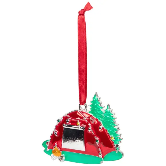 Northlight Camping Tent with Campfire Christmas Ornament - 3.25" Red {6}