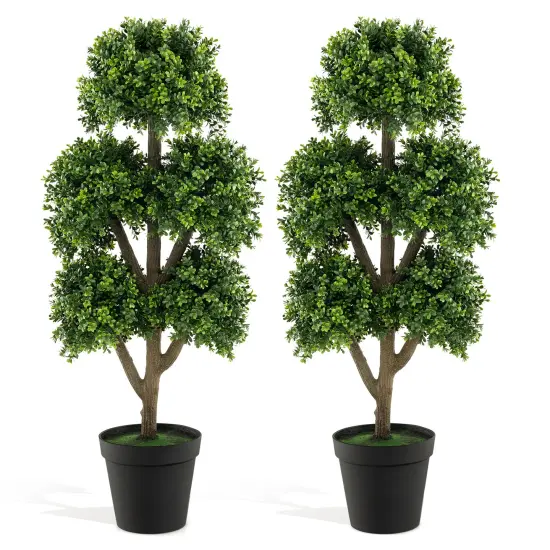 45 Inch Artificial Boxwood Topiary Ball Tree Perfect for Indoor-Outdoor Decor {4}