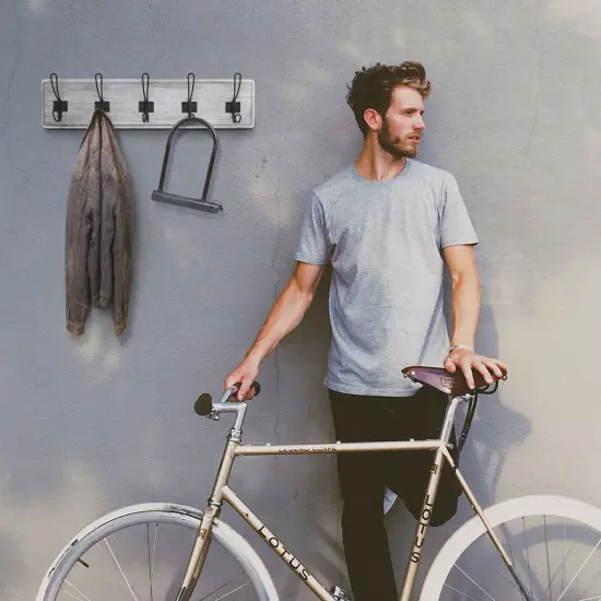 HBCY Creations Rustic Coat Rack with Hooks -Wall Mount Coat Rack - Solid Pine Wood Entryway Hanger - Farmhouse Coat Rack for Kitchen, Bedroom {10}