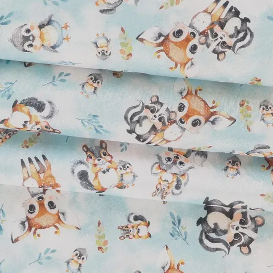 Mook Fabrics Fawn & Friends Printed PUL Fabric [60 in. Wide] - By The Yard Blue {2}