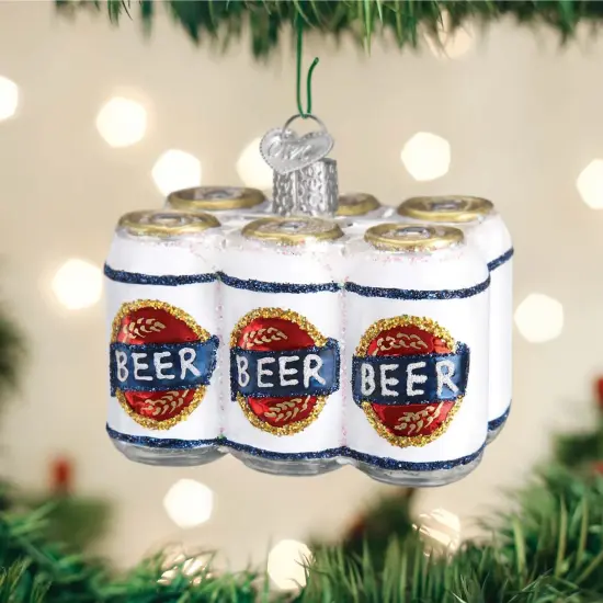 Old World Christmas 2.25 In Six Pack Of Beer Christmas Tree Ornament , Ornament Alcohol Party White {3}