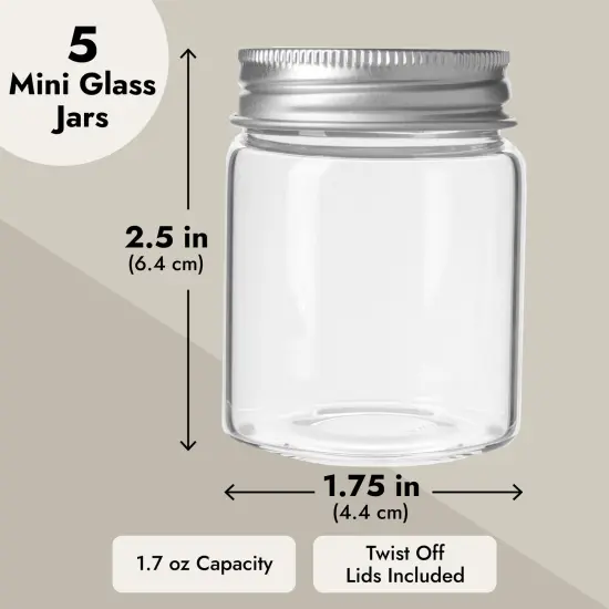 5 Pack Mini Glass Jars with Lids, 1.7 oz Small Mason Jars for DIY Crafts, Spices, Jams, Jellies Clear {3}