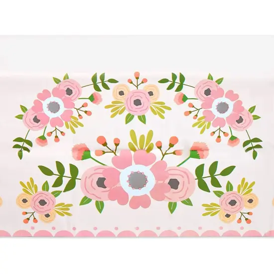 Pink Floral Plastic Tablecloth for Wedding (54 x 108 in, 3 Pack) {6}