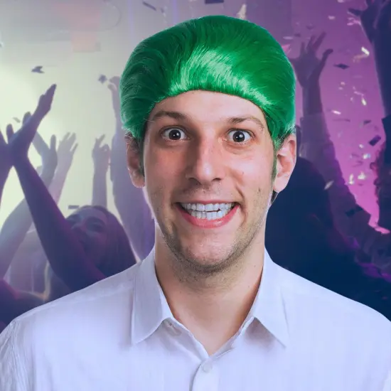 Self Destructors Men's Green Joke Adult Costume Wig {3}
