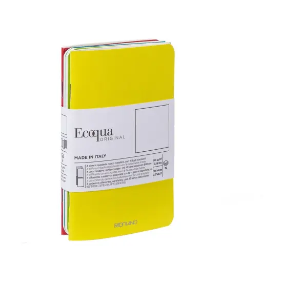 Fabriano EcoQua Pocket-Sized Notebook, 4 Notebook Pack Spring Set, Blank {1}