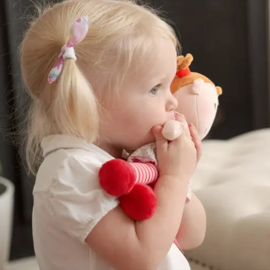 HABA Soft Baby Doll Roya - 10" Rag Doll with Red Pigtails, Pink Dress - Machine Washable HABA Doll - Ideal Soft Doll for 2 Year Old Girls Multicolor {6}